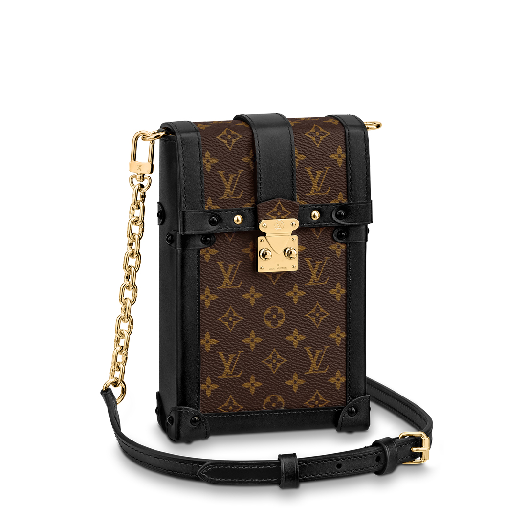 Louis Vuitton VERTICAL TRUNK POCHETTE Mini Bag Monogram M63913 Black